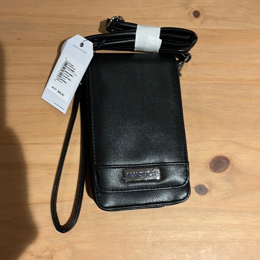 NWT Nautica Catalina Vegan Leather RFID Women Crossbody Cell Phone Holder Wallet